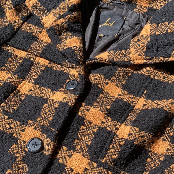 Jack Yellow/Black Plaid ButtonUp Jacket Lined Coat - Picture 2 of 6